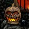 Flickering LED Burlap Pumpkin Animated Halloween Decoration 10 Inches